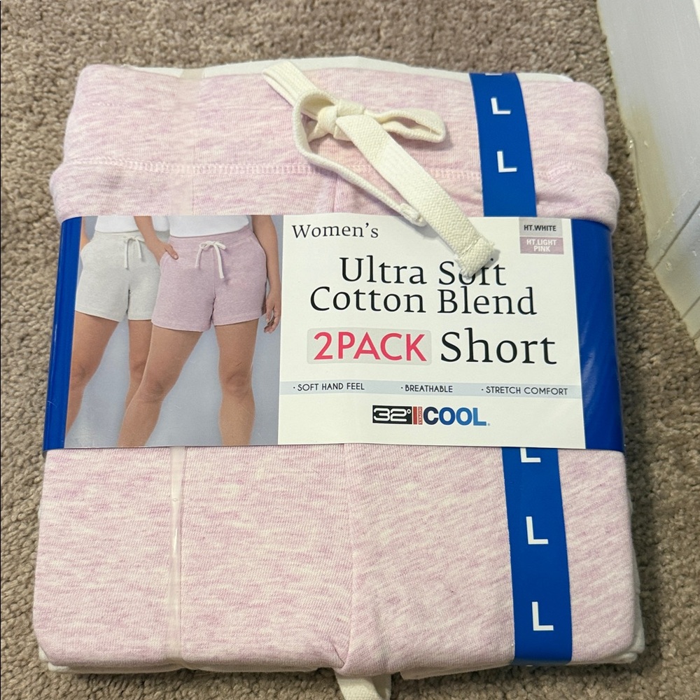 Women's Ultra Soft Cotton Blend 2-Pack Shorts - Light Pink